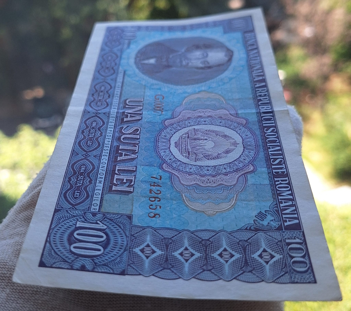 Romania 100 lei 1966, seria G.0007/742658, circulata, stare buna [4]