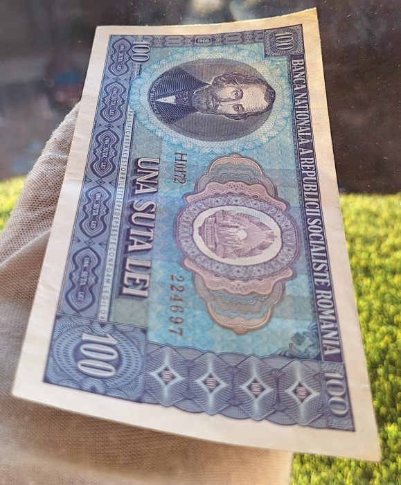 Romania 100 lei 1966, seria H.0172/224697, circulata [5]