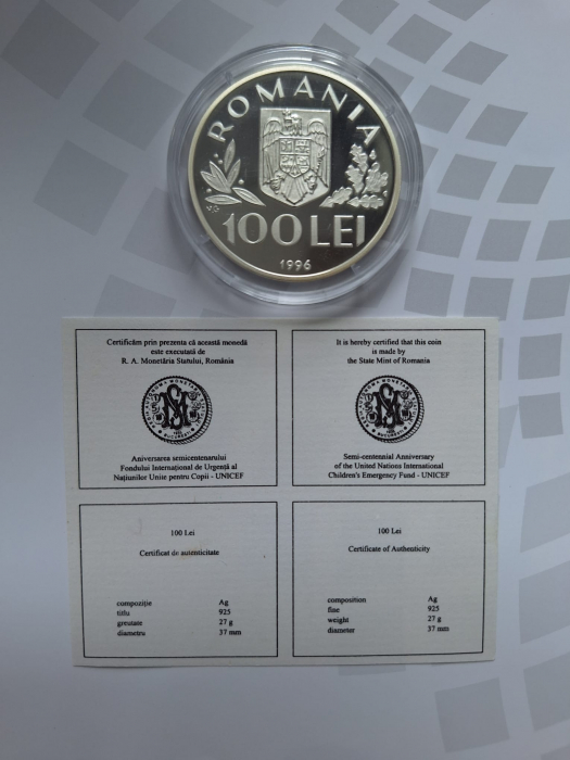 Romania, 100 lei 1996, UNICEF, necirculata, ag [2]