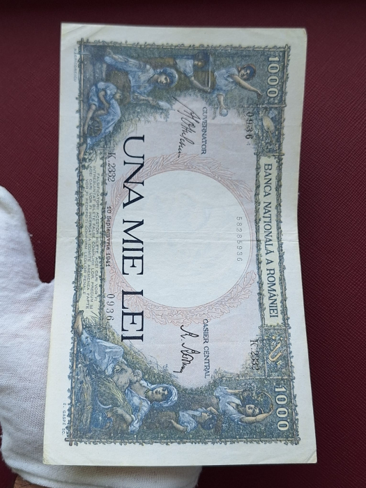 Romania, 1000 lei 1941, seria K.2332/0936/58285936, circulata [3]