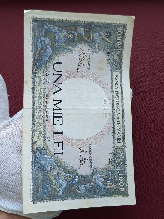 Romania, 1000 lei 1941, seria K.2332/0957/58285957, circulata [3]