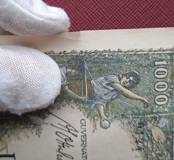 Romania, 1000 lei 1941, seria O.0643/0124/16064124, Aunc, cu mica ruptura [4]