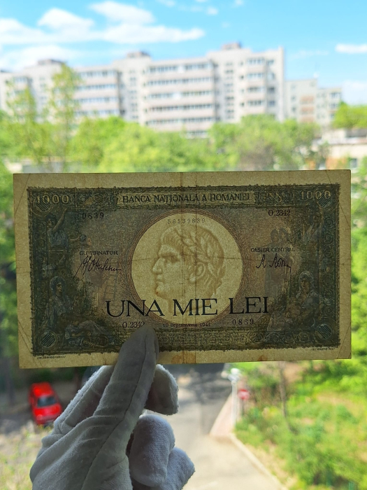 Romania, 1000 lei 1941, seria O.2342/0839/58539839, circulata [9]