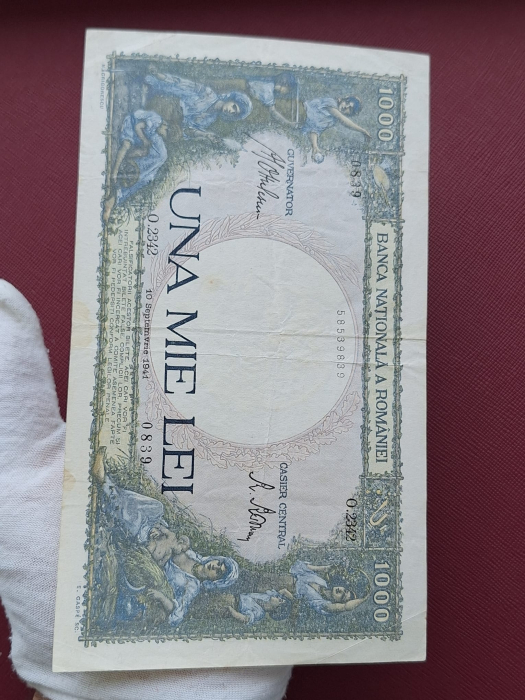 Romania, 1000 lei 1941, seria O.2342/0839/58539839, circulata [3]
