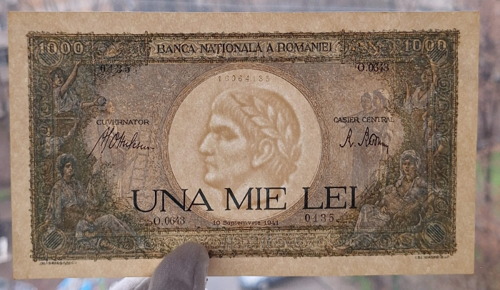 Romania, 1000 lei 1941, seria O.0643/0135/16064135, Aunc [3]