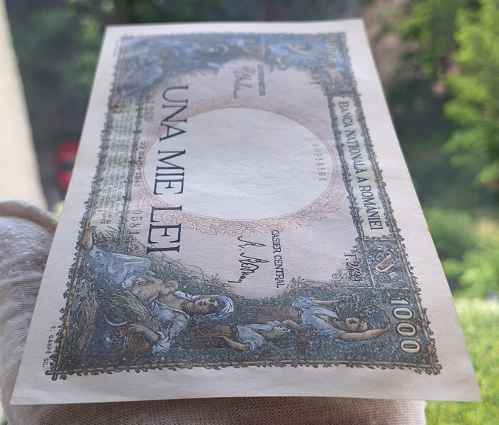 Romania, 1000 lei 1943, seria I.2439/0581/60958581, aUNC [7]