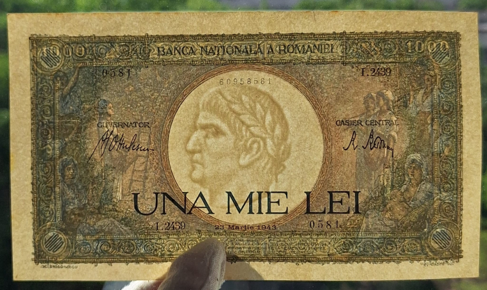 Romania, 1000 lei 1943, seria I.2439/0581/60958581, aUNC [3]