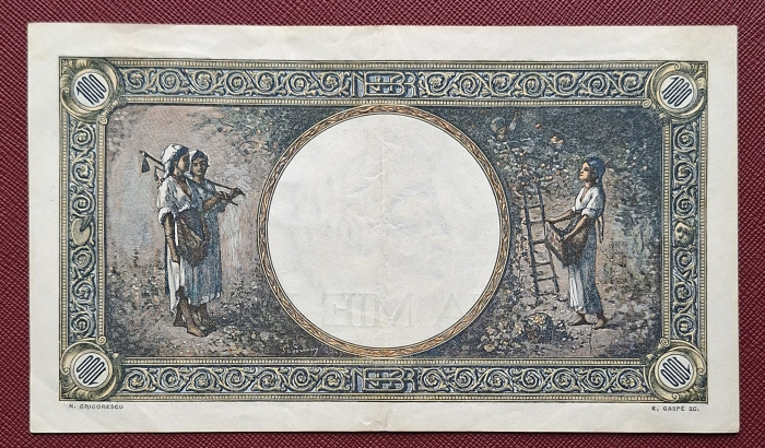 Romania, 1000 lei 1945, seria U.3687/0058/92169058, circulata [2]