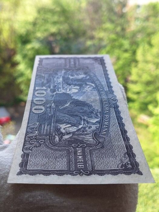 Romania, 1000 lei 1950, seria L/1 0370218, aproape necirculata [6]