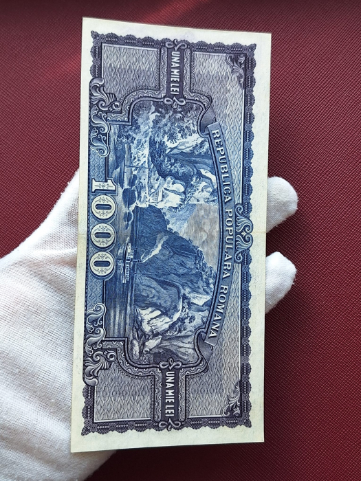 Romania, 1000 lei 1950, seria L/1 0370218, aproape necirculata [4]