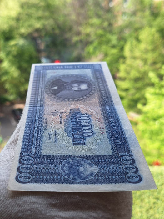 Romania, 1000 lei 1950, seria L/1 0370218, aproape necirculata [8]