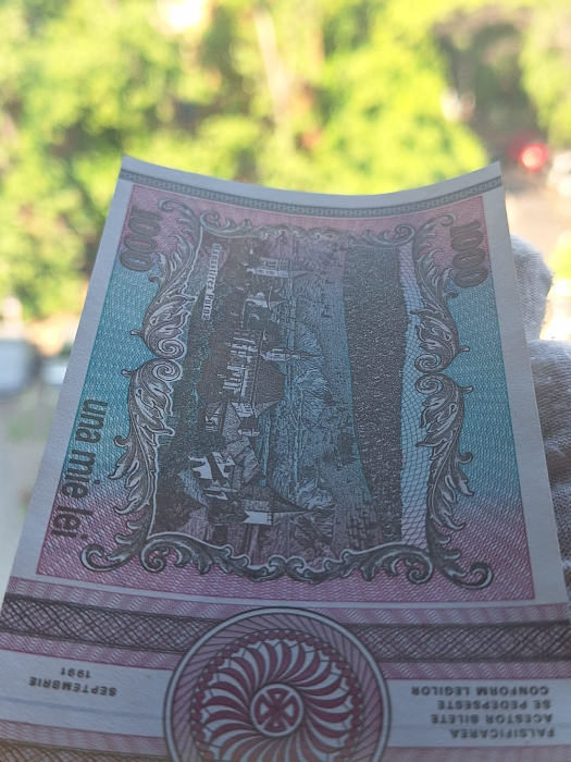 Romania 1000 lei 1991, seria C.0020/334488, varianta cu punct, rara, UNC- [6]
