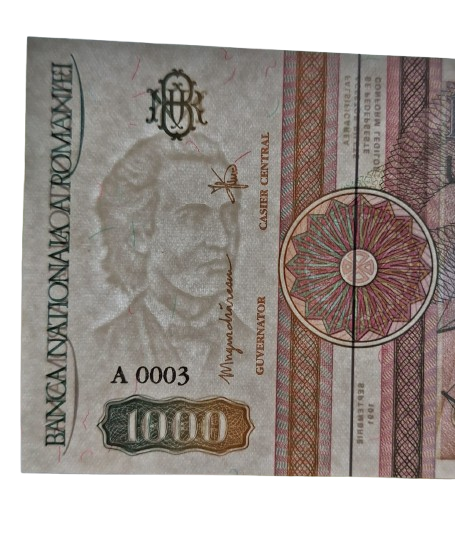 Romania, 1000 lei 1991, Mihai Eminescu, serie fara punct, necirculata [2]