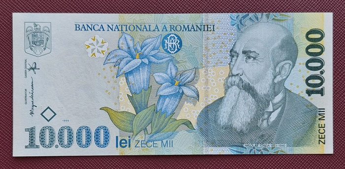Romania, 10000 lei 1999, seria 005D2595111, necirculata [1]