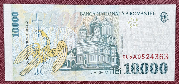 Romania, 10000 lei 1999, seria 005A0524363, necirculata [2]