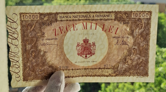 Romania, 10000 lei 20 Decembrie 1945, seria 0554/S.1333/33317554, stare buna [3]