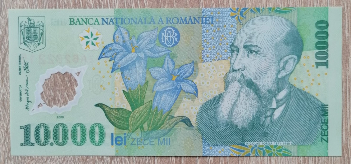Bancnota Romania 10,000 Lei 2000, polimer, necirculata, semnatura Isarescu [3]