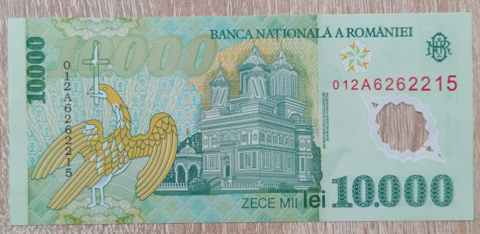 Bancnota Romania 10,000 Lei 2000, polimer, necirculata, semnatura Isarescu [4]