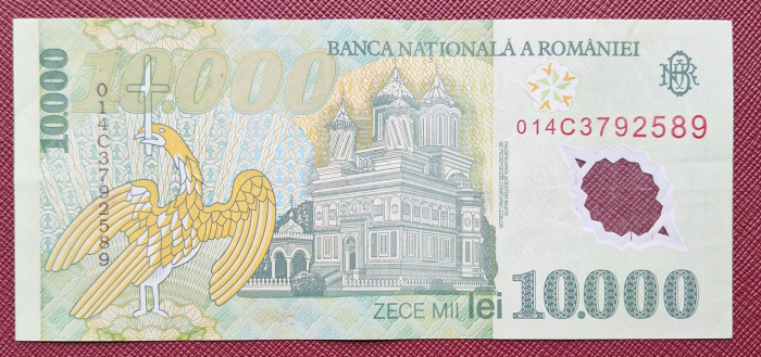 Romania, 10000 Lei 2000, semnatura Isarescu, circulata, seria 014C3792589 [2]