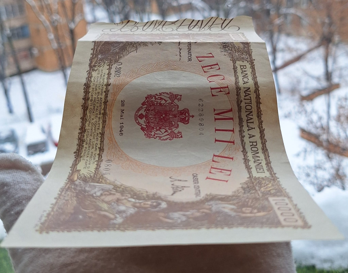 Romania, 10000 lei Mai 1946, seria 0804/O.2492/62289804, stare buna [4]