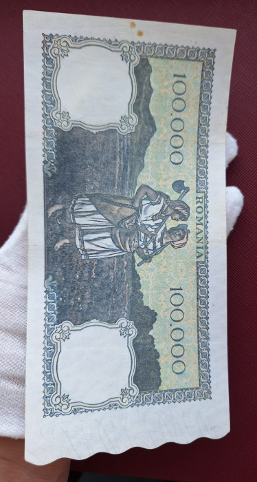 Romania, 100000 lei 1946 20 decembrie 1946, seria J/4 0744554, stare buna [9]
