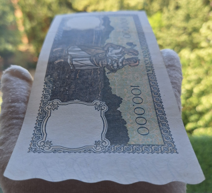 Romania, 100000 lei 1946 20 decembrie 1946, seria J/4 0744554, stare buna [7]