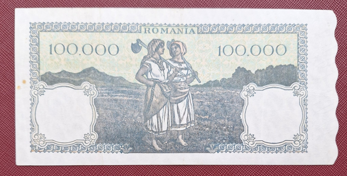 Romania, 100000 lei 1946 20 decembrie 1946, seria J/4 0744554, stare buna [2]