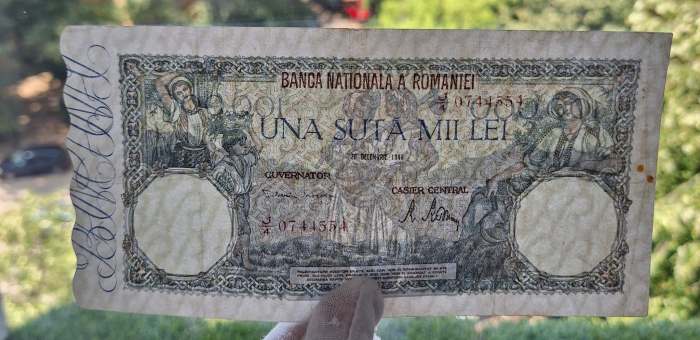 Romania, 100000 lei 1946 20 decembrie 1946, seria J/4 0744554, stare buna [3]