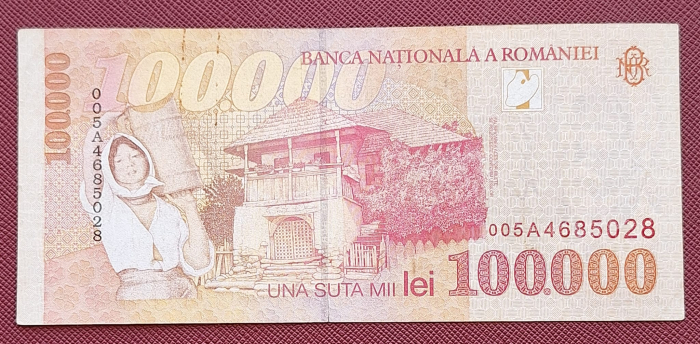 Romania, 100000 lei 1998, seria 005A4685028, circulata [2]