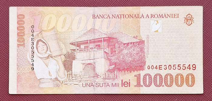 Romania, 100000 lei 1998, seria 004E3055549, circulata [2]