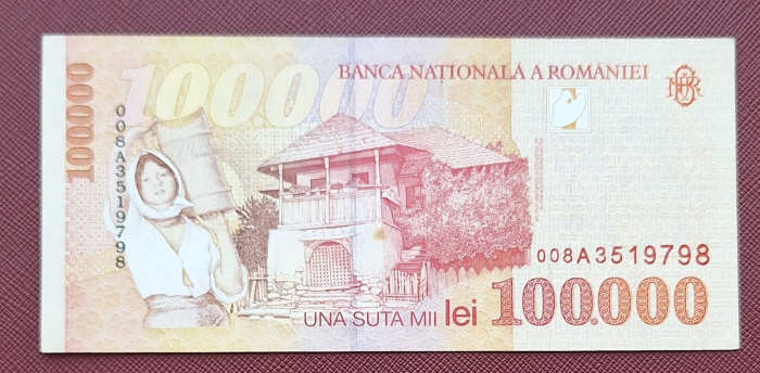Romania, 100000 lei 1998, seria 008A3519798, circulata [2]