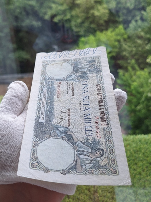Romania, 100000 lei 1 aprilie 1946, seria N/1 0849653, stare buna [5]
