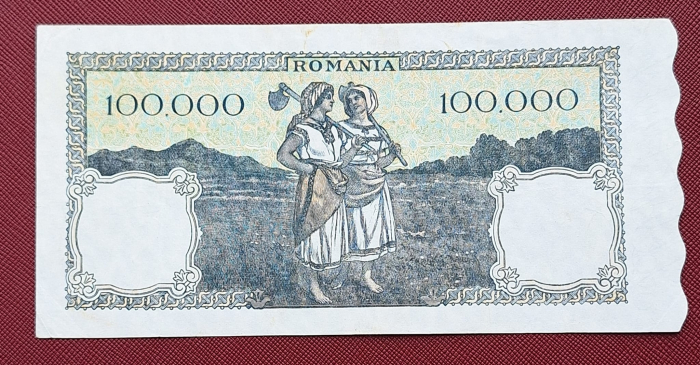 Romania, 100000 lei 1 aprilie 1946, seria N/1 0849653, stare buna [2]