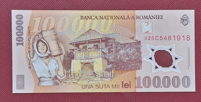 Romania, 100000 lei 2001, seria 025C5481918, UNC [2]