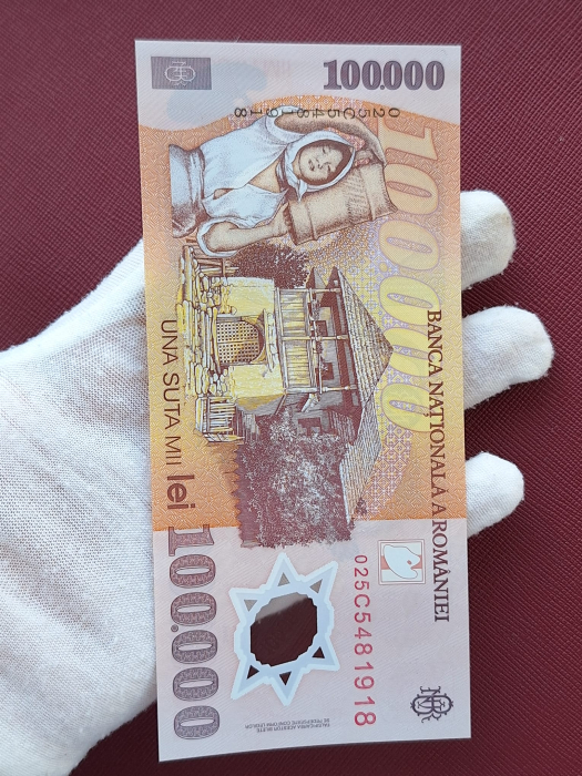 Romania, 100000 lei 2001, seria 025C5481918, UNC [7]