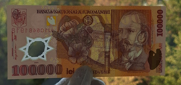 Romania, 100000 lei 2001, seria 025C5481918, UNC [3]