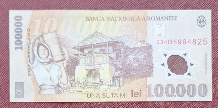 Romania, 100000 lei 2001, seria 034D5964825, circulata [2]
