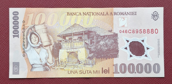 Romania, 100000 lei 2001, seria 046C8958880, circulata, stare buna [2]