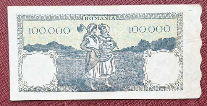 Romania, 100000 lei decembrie 1946, seria V/3 0302564, circulata, stare buna [2]