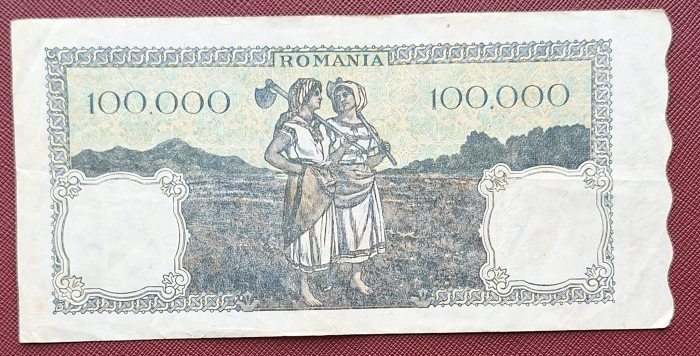 Romania, 100000 lei decembrie 1946, seria R/3 0792467, circulata [2]