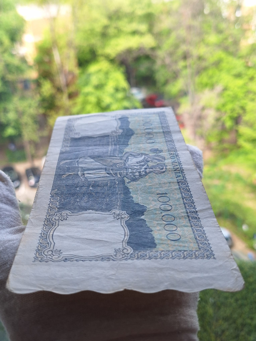 Romania, 100000 lei octombrie 1946, seria E/3 0815641, circulata [4]