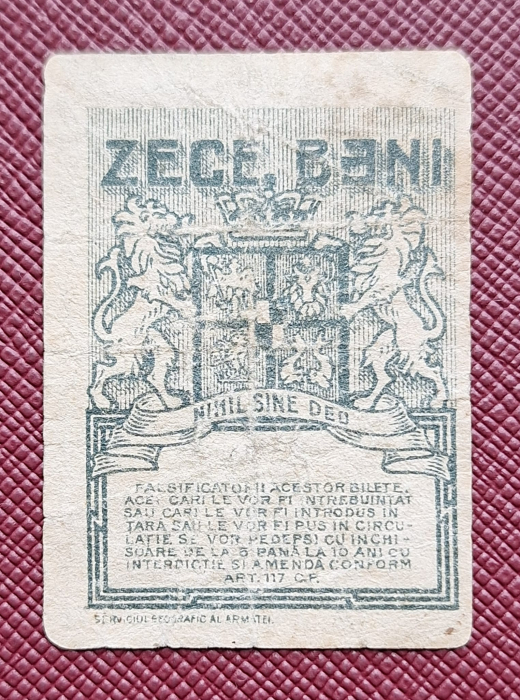 Romania 1917 - 10 Bani Regele Ferdinand, circulata [2]