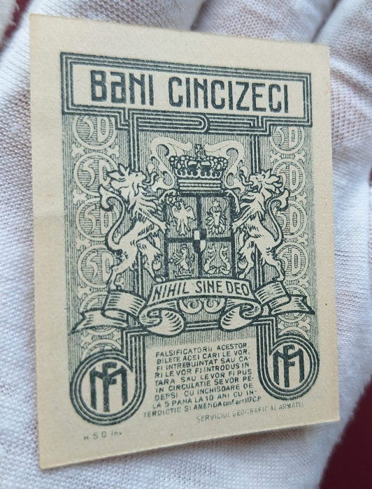 Romania 1917 - 50 Bani Regele Ferdinand, aproape necirculata [7]