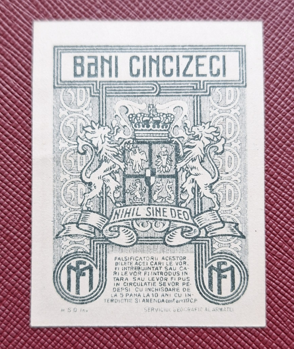 Romania 1917 - 50 Bani Regele Ferdinand, aproape necirculata [2]