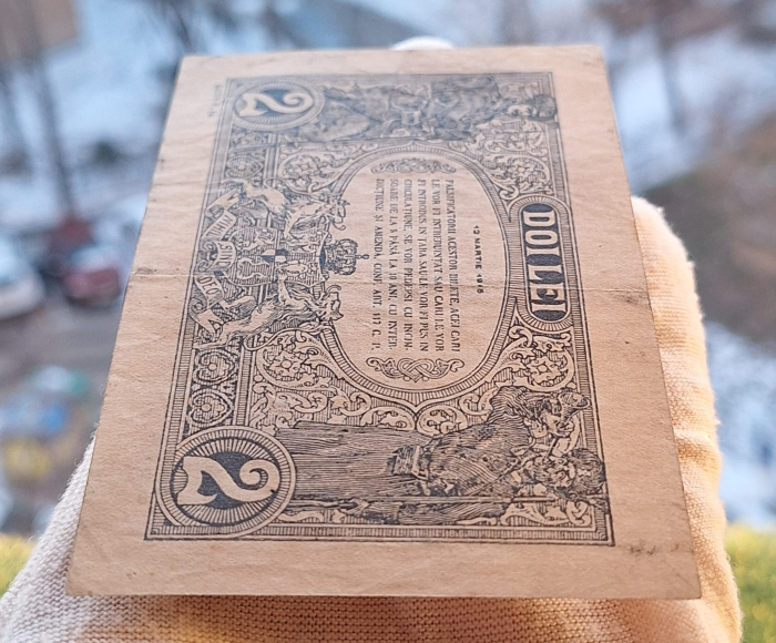 Romania, 2 lei 1915, seria 0356/R.1082, circulata [4]