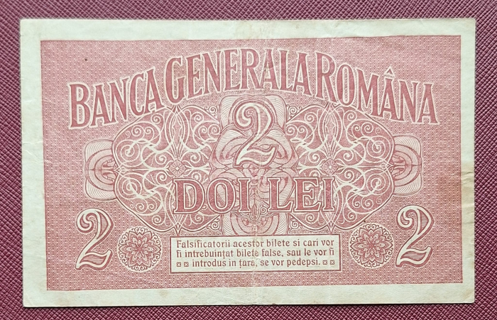 Romania 2 Lei 1917 Banca Generala Romana, Ocupatia Germana, circulata [2]