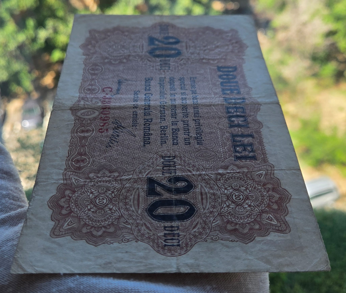 Romania 20 Lei 1917 B.G.R, Ocupatia Germana, circulata, stare buna [4]
