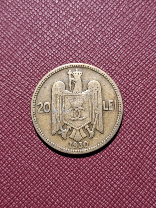 Romania, 20 lei 1930 monetaria Royal Mint, Londra, Regele Carol II [2]