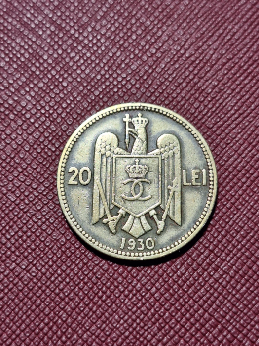 Romania, 20 lei 1930 monetaria Royal Mint, Londra, Regele Carol II [2]