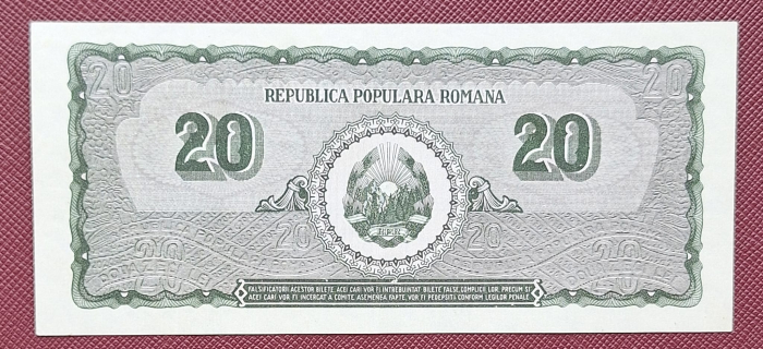 Romania 20 lei 1950, seria F/3 0483787, UNC- [2]